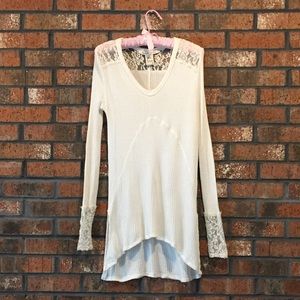 AMERICAN RAG     CREAM TOP with LACE ACCENTS